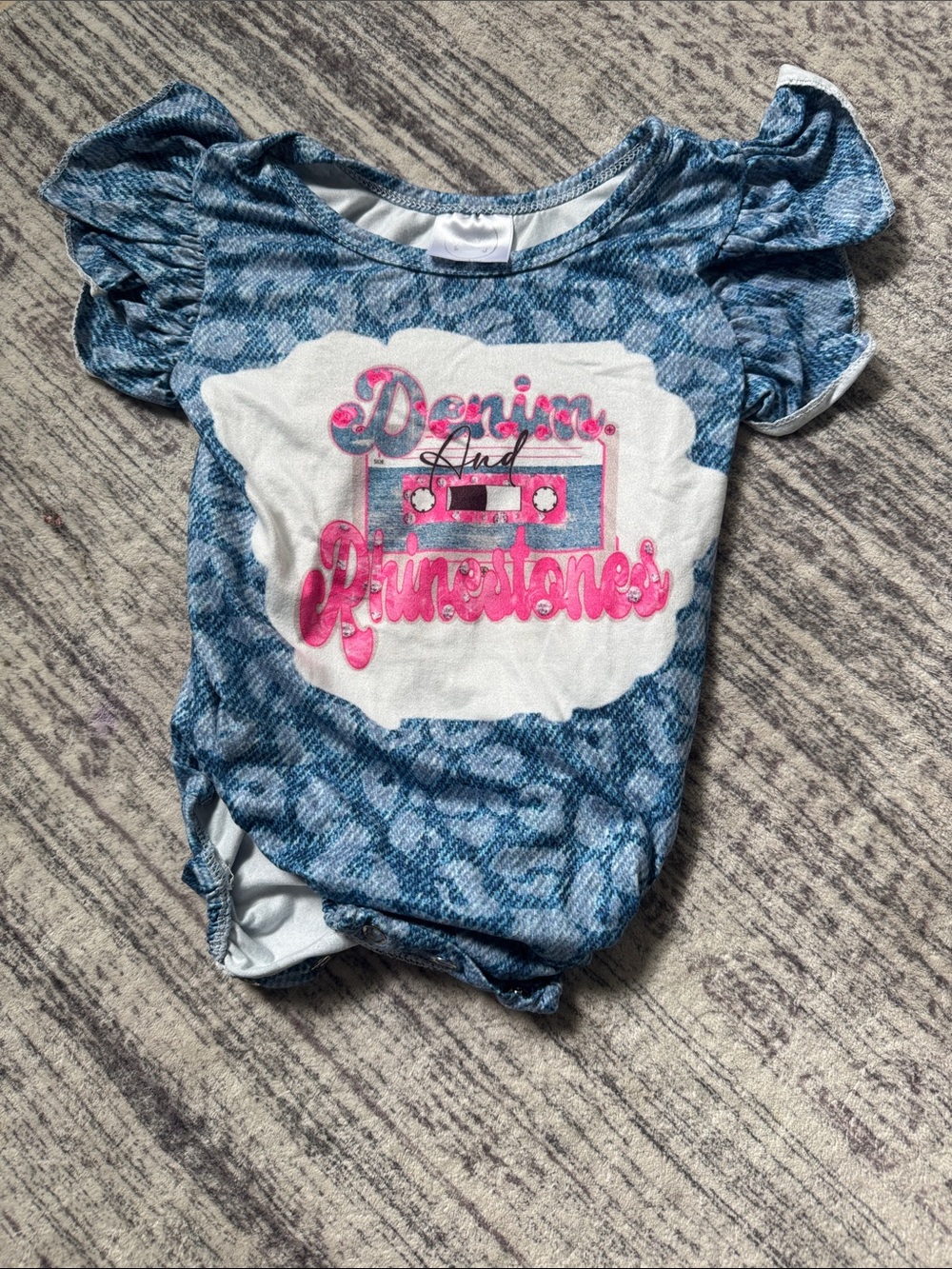 Denim and Rhinestones Girls Blue Graphic Top